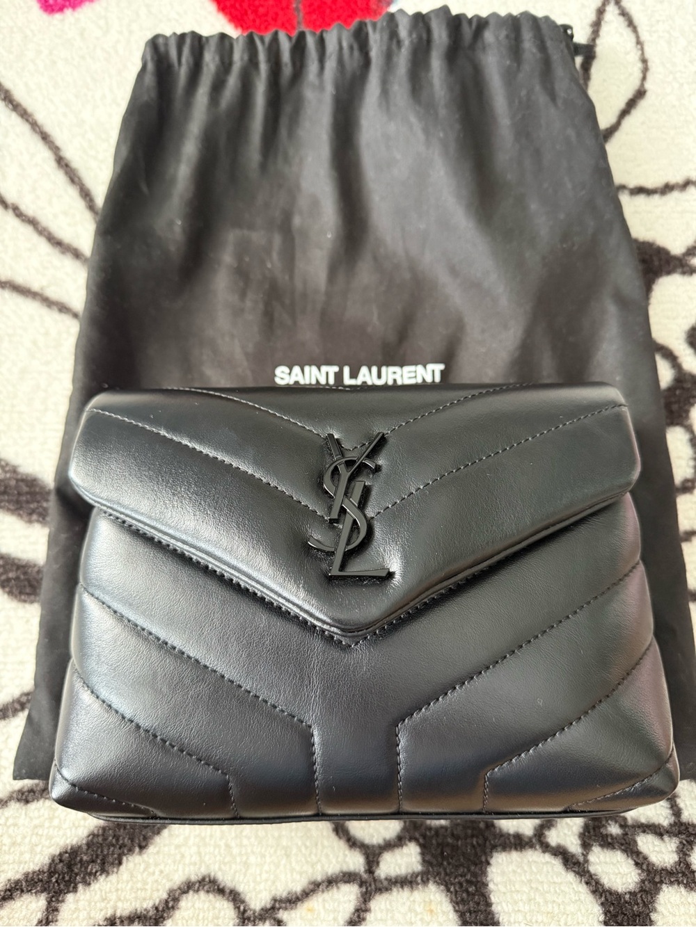 Saint Laurent Toy Lou Lou Black Quilted Leather Crossbody Envelope Bag
